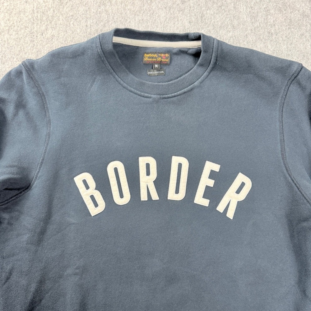 Barbour Border Sweatshirt Size M Navy Blue Crewneck Hartland Logo Varsity